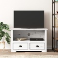 vidaXL TV-Schrank mit 2 Schubladen Weiß 91x43x56 cm Massivholz Kiefer