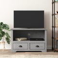 vidaXL TV-Schrank mit 2 Schubladen Grau 91x43x56 cm Massivholz Kiefer