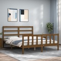 vidaXL Massivholzbett mit Kopfteil Honigbraun 5FT King Size