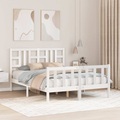 vidaXL Massivholzbett mit Kopfteil Weiß 140x190 cm