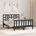 vidaXL Massivholzbett mit Kopfteil Schwarz 140x190 cm