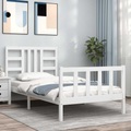 vidaXL Massivholzbett mit Kopfteil Weiß 90x200 cm