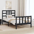 vidaXL Massivholzbett mit Kopfteil Schwarz 100x200 cm