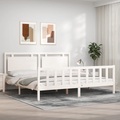 vidaXL Bettgestell mit Kopfteil Weiß 180x200 cm Massivholz