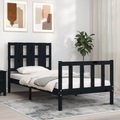 vidaXL Bettgestell mit Kopfteil Schwarz 90x190 cm Massivholz
