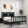 vidaXL Massivholzbett mit Kopfteil Schwarz 120x200 cm