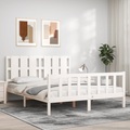 vidaXL Massivholzbett mit Kopfteil Weiß 5FT King Size