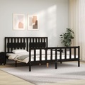 vidaXL Bettrahmen mit Kopfteil Schwarz 6FT Super King Size Massivholz