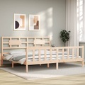 vidaXL Bettgestell mit Kopfteil 6FT Super King Size Massivholz
