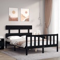 vidaXL Massivholzbett mit Kopfteil Schwarz 140x200 cm