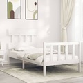 vidaXL Massivholzbett mit Kopfteil Weiß 100x200 cm