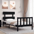 vidaXL Massivholzbett mit Kopfteil Schwarz 90x200 cm