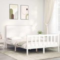 vidaXL Massivholzbett mit Kopfteil Weiß 140x190 cm