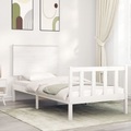 vidaXL Massivholzbett mit Kopfteil Weiß 90x200 cm