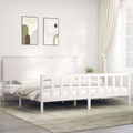 vidaXL Massivholzbett mit Kopfteil Weiß 6FT Super King