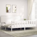 vidaXL Massivholzbett mit Kopfteil Weiß 200x200 cm