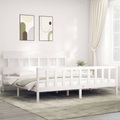 vidaXL Massivholzbett mit Kopfteil Weiß 6FT Super King