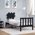 vidaXL Massivholzbett mit Kopfteil Schwarz 2FT6 Small Single