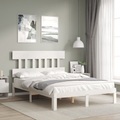 vidaXL Massivholzbett mit Kopfteil Weiß 140x200 cm