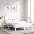 vidaXL Massivholzbett mit Kopfteil Weiß 4FT Small Double