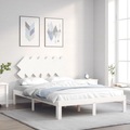 vidaXL Massivholzbett mit Kopfteil Weiß 4FT6 Double