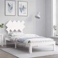 vidaXL Massivholzbett mit Kopfteil Weiß 90x200 cm