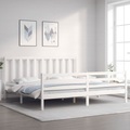 vidaXL Massivholzbett mit Kopfteil Weiß 200x200 cm