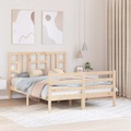 vidaXL Massivholzbett mit Kopfteil 4FT6 Double