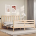 vidaXL Massivholzbett mit Kopfteil 160x200 cm