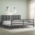 vidaXL Massivholzbett mit Kopfteil Grau 200x200 cm
