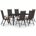 vidaXL 7-tlg. Garten-Essgruppe Aluminium Schwarz