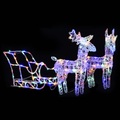 vidaXL, vidaXL Rentiere und Schlitten Weihnachtsdeko 160 LEDs 130 cm Acryl