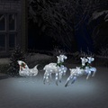 vidaXL Rentiere & Schlitten Weihnachtsdeko 100 LEDs Outdoor Silbern