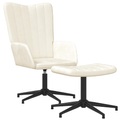 vidaXL Relaxsessel mit Hocker Cremeweiß Samt