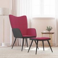 vidaXL Relaxsessel mit Hocker Weinrot Samt und PVC