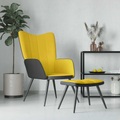 vidaXL Relaxsessel mit Hocker Senfgelb Samt und PVC