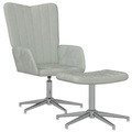 vidaXL Relaxsessel mit Hocker Hellgrau Samt