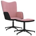 vidaXL Relaxsessel mit Hocker Rosa Samt und PVC