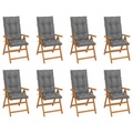 vidaXL Garten-Liegestühle mit Kissen 8 Stk. Massivholz Teak