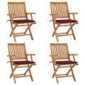 vidaXL Klappbare Gartenstühle mit Kissen 4 Stk. Massivholz Teak