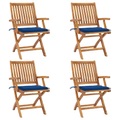 vidaXL Klappbare Gartenstühle mit Kissen 4 Stk. Massivholz Teak