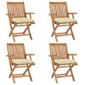 vidaXL Klappbare Gartenstühle mit Kissen 4 Stk. Massivholz Teak