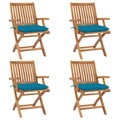vidaXL Klappbare Gartenstühle mit Kissen 4 Stk. Massivholz Teak