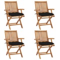 vidaXL Klappbare Gartenstühle mit Kissen 4 Stk. Massivholz Teak