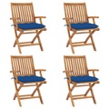 vidaXL Klappbare Gartenstühle mit Kissen 4 Stk. Massivholz Teak