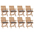 vidaXL Klappbare Gartenstühle mit Kissen 8 Stk. Massivholz Teak