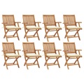 vidaXL Klappbare Gartenstühle mit Kissen 8 Stk. Massivholz Teak