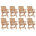 vidaXL Klappbare Gartenstühle mit Kissen 8 Stk. Massivholz Teak