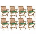 vidaXL Klappbare Gartenstühle mit Kissen 8 Stk. Massivholz Teak