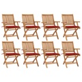 vidaXL Klappbare Gartenstühle mit Kissen 8 Stk. Massivholz Teak